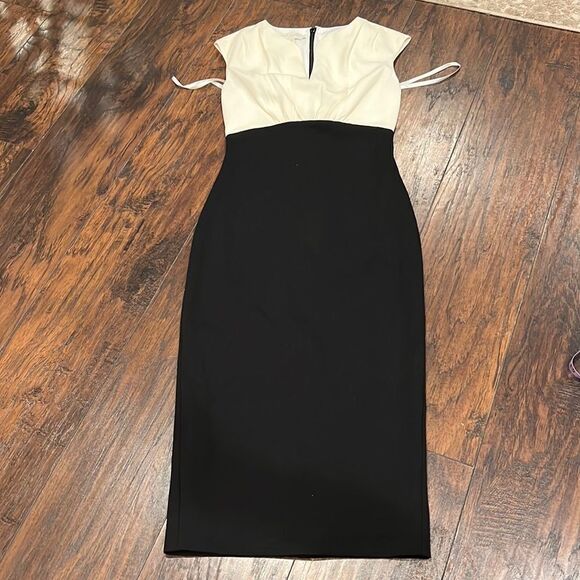 Ted Baker - Black and white evening dress 100% silk top portion size 1 US size 4 - Picture 1 of 11